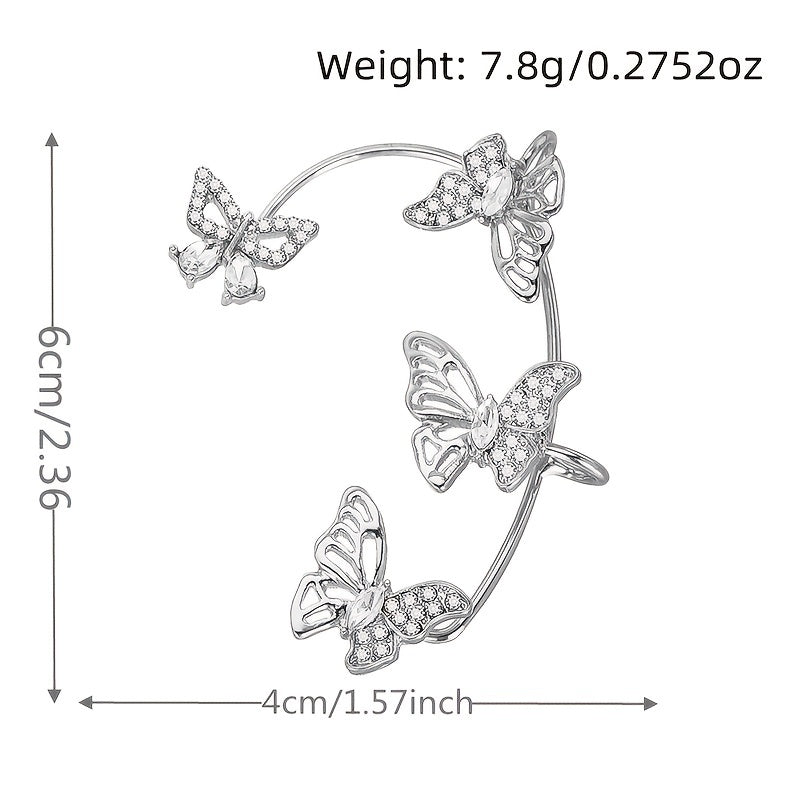 Boucles d'oreilles Papillon – Élégance sans perçage - Alliage de zinc plaqué or blanc