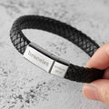 Bracelet Homme Cuir Gravé Chiffres Romains – Cadeau Personnalisé Fête des Pères