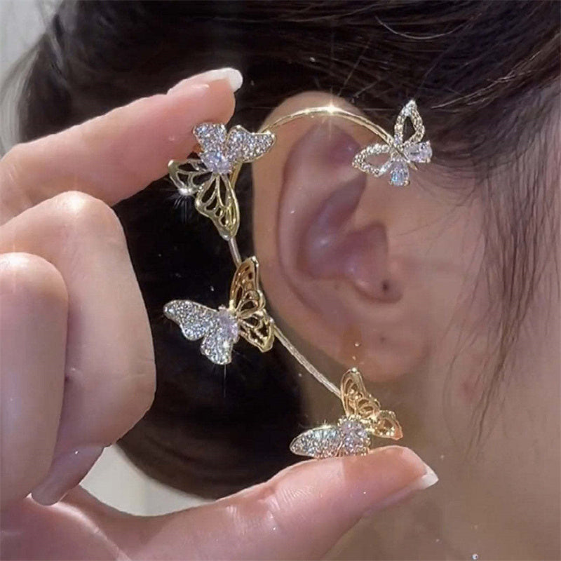 Boucles d'oreilles Papillon – Élégance sans perçage - Alliage de zinc plaqué or blanc