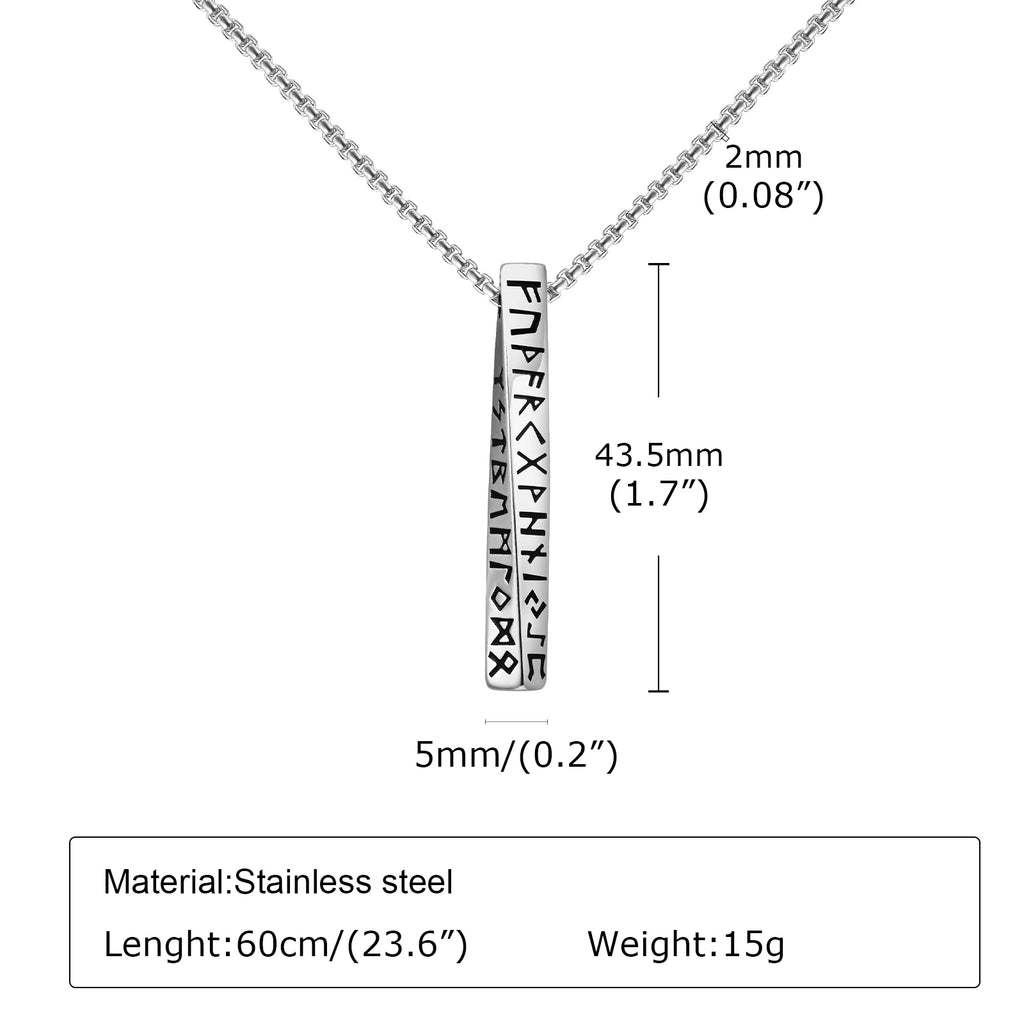 Collier Pendentif Runes Vikings – Acier Inoxydable, Homme & Femme