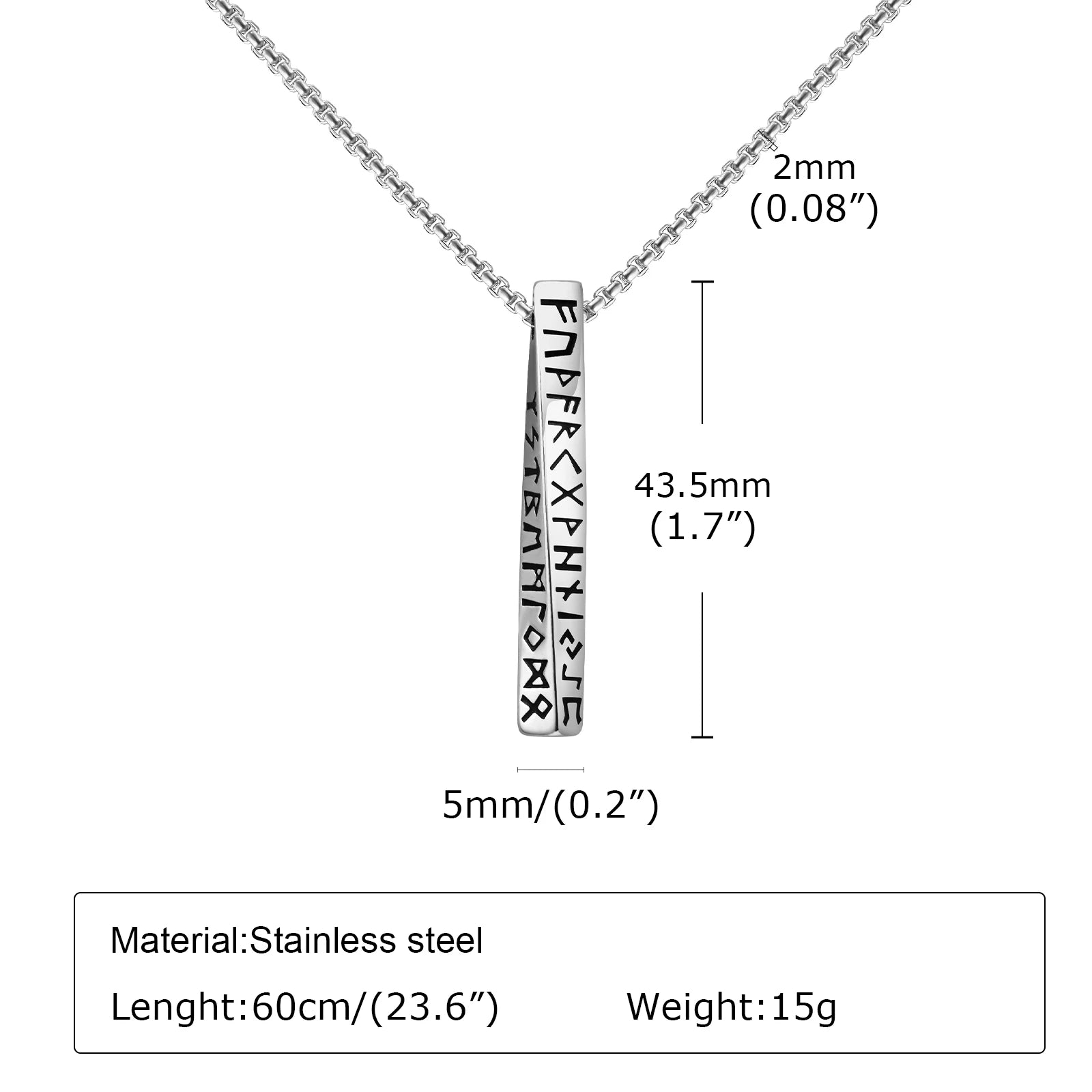 Collier Pendentif Runes Vikings – Acier Inoxydable, Homme & Femme