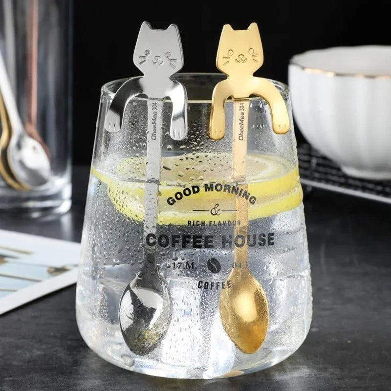 Cuillère à Café Chat Mignon — Acier Inoxydable | 4 Coloris