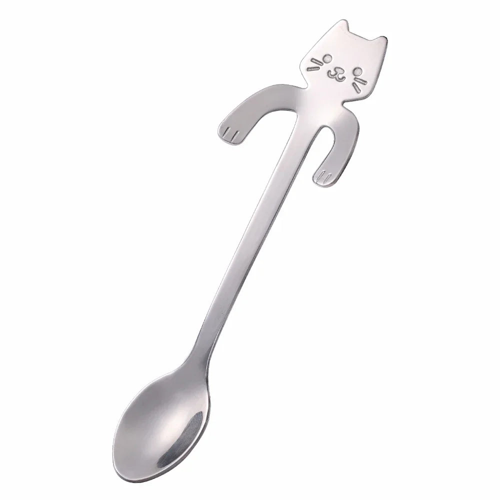 Cuillère à Café Chat Mignon — Acier Inoxydable | 4 Coloris