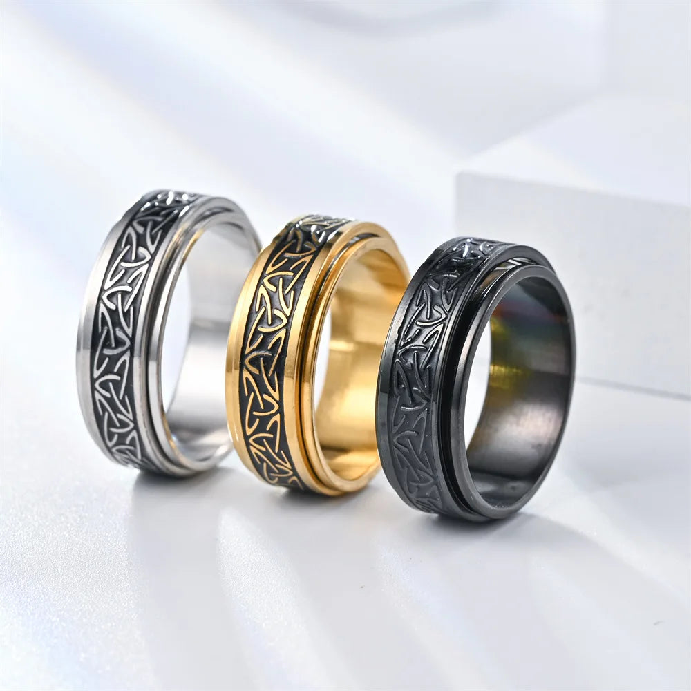 Bague Anti-Stress rotative Noeud Celtique - Acier inoxydable