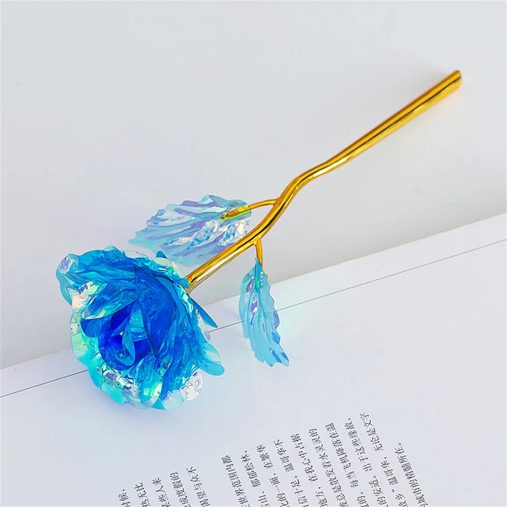 Rose Galaxy Holographique – Fleur Artificielle 24K – Cadeau Éternel Saint-Valentin