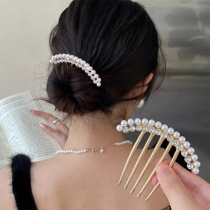 Peigne à tête ronde en métal Perle Diamond pour cheveux