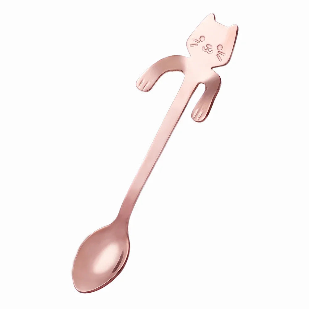 Cuillère à Café Chat Mignon — Acier Inoxydable | 4 Coloris