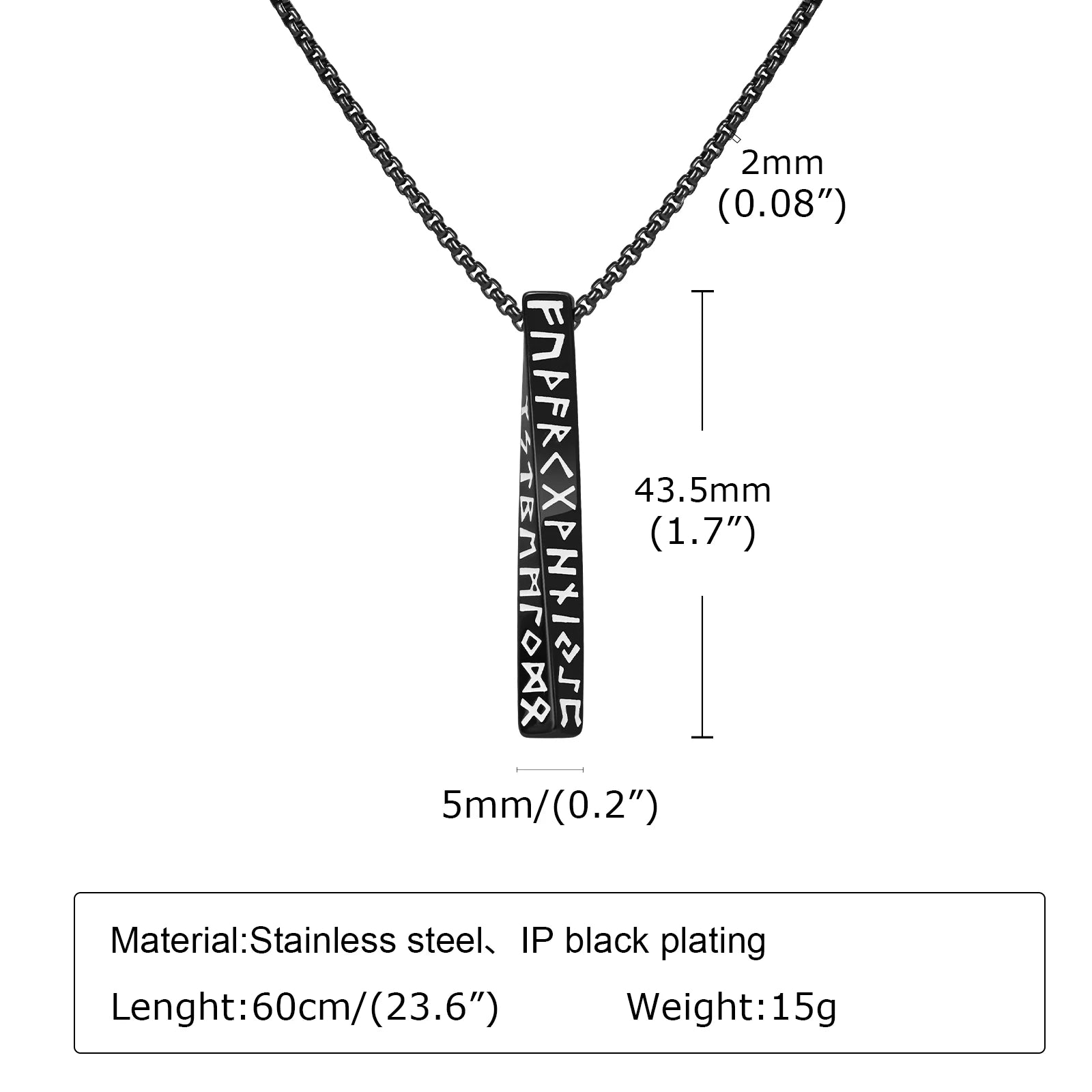 Collier Pendentif Runes Vikings – Acier Inoxydable, Homme & Femme