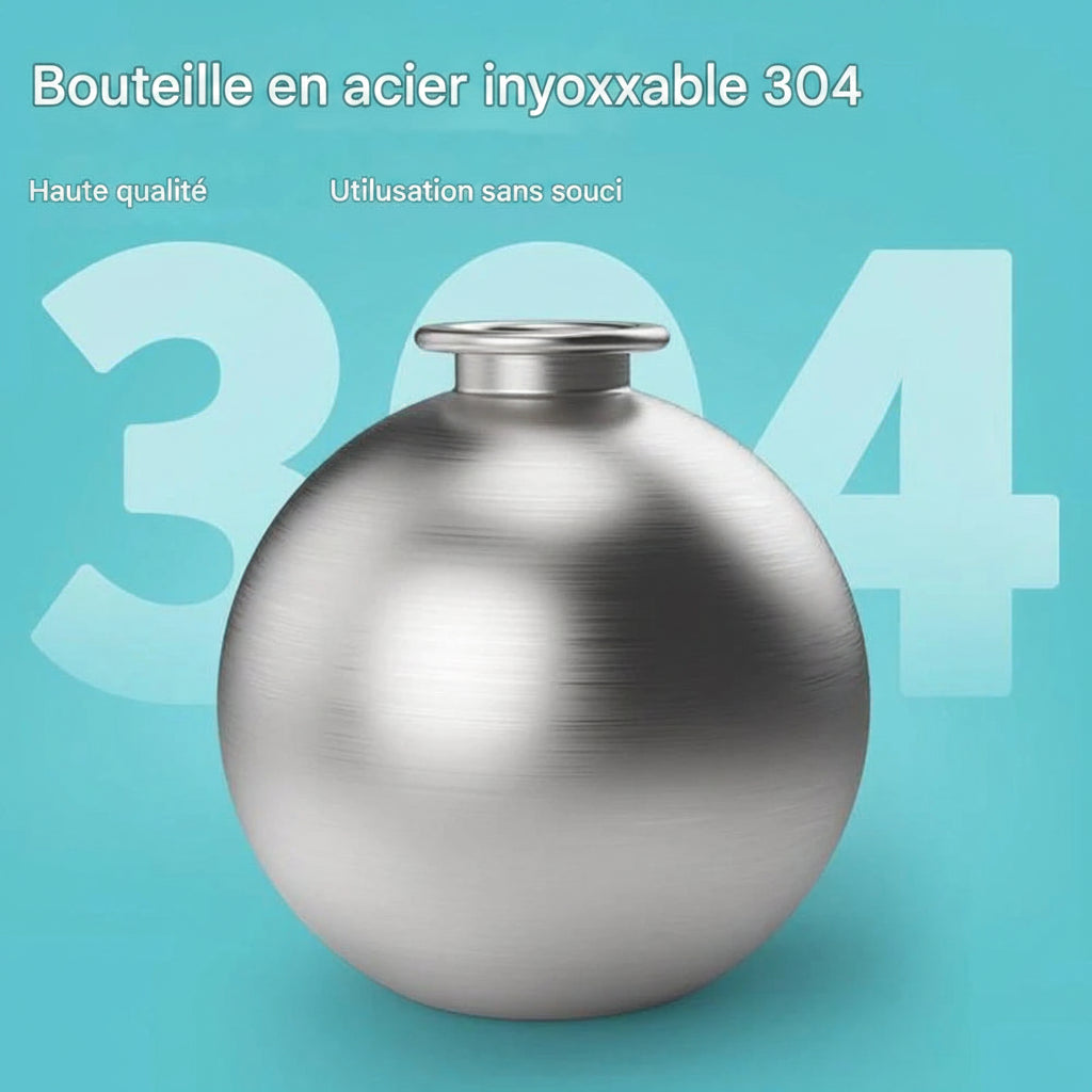Gourde de Voyage pour Chien – 285 ml, Acier Inoxydable & Bol Silicone Anti-Fuite