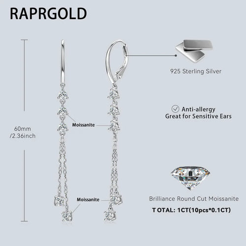 Boucles d'Oreilles Créoles Moissanite Argent 925 – Cadeau Fête des Mères