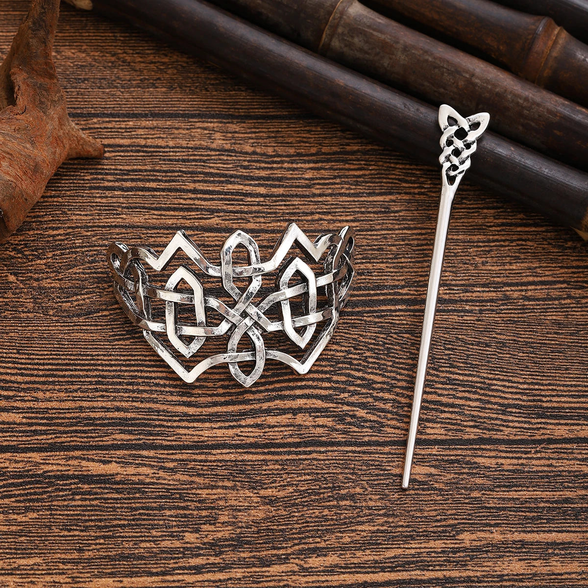 Épingle à cheveux nœud celtique irlandais, accessoire tendance et polyvalent, style viking rétro norvégien - Métal