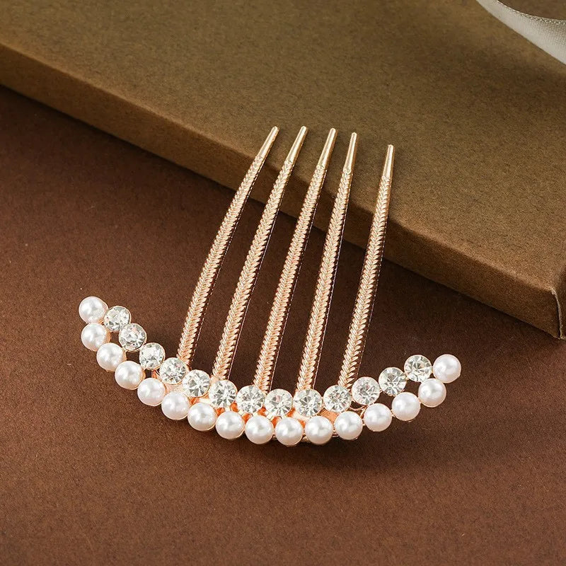 Peigne à tête ronde en métal Perle Diamond pour cheveux