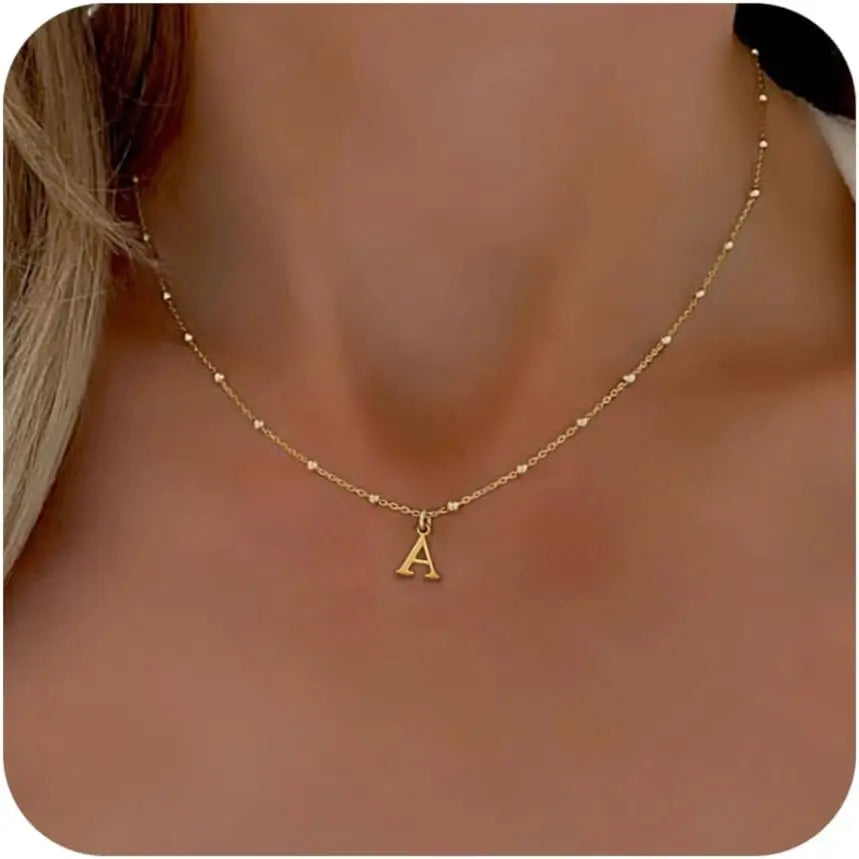 Collier Initial Personnalisé – Pendentif Lettre A-Z | Acier inoxydable - Bijou Cadeau Femme