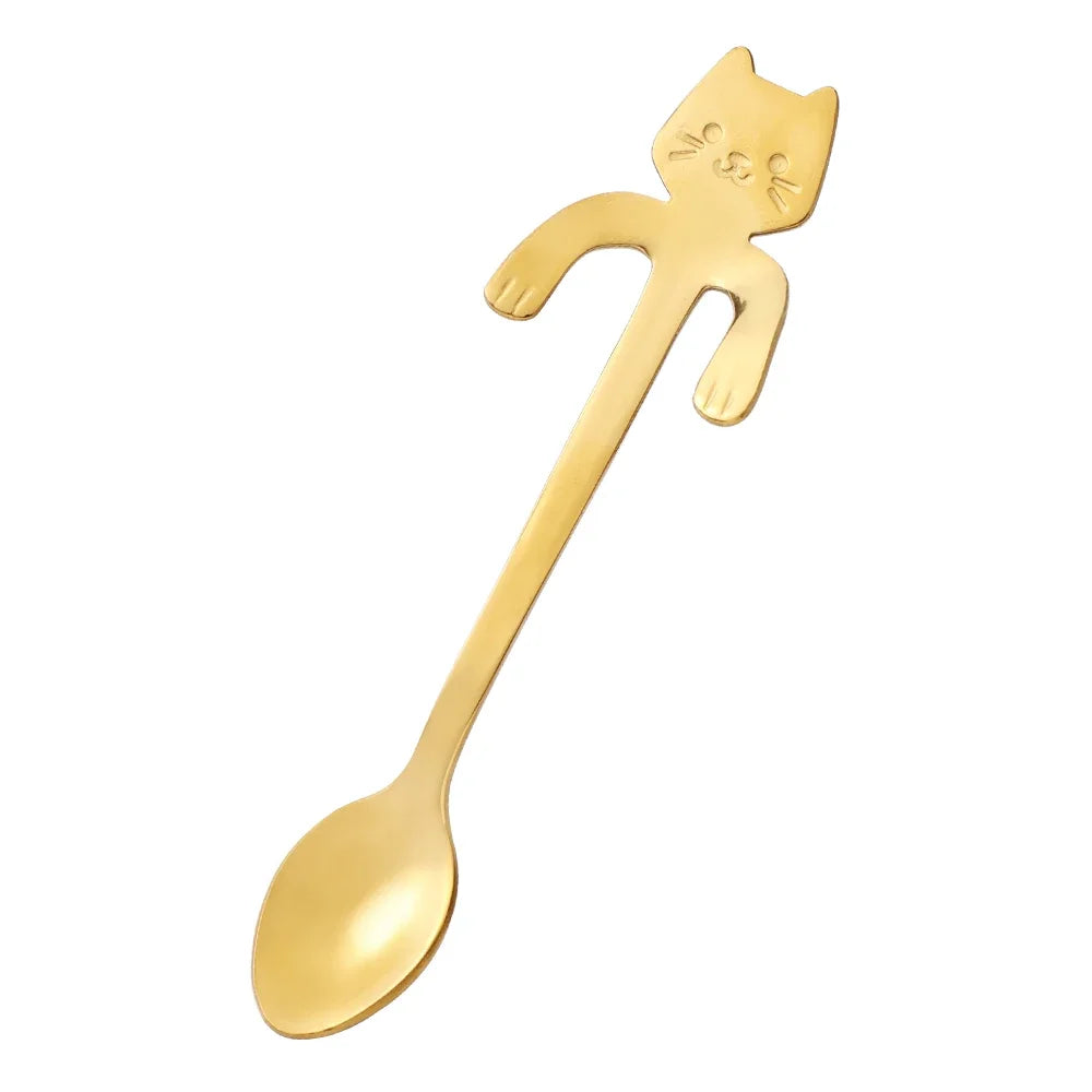 Cuillère à Café Chat Mignon — Acier Inoxydable | 4 Coloris