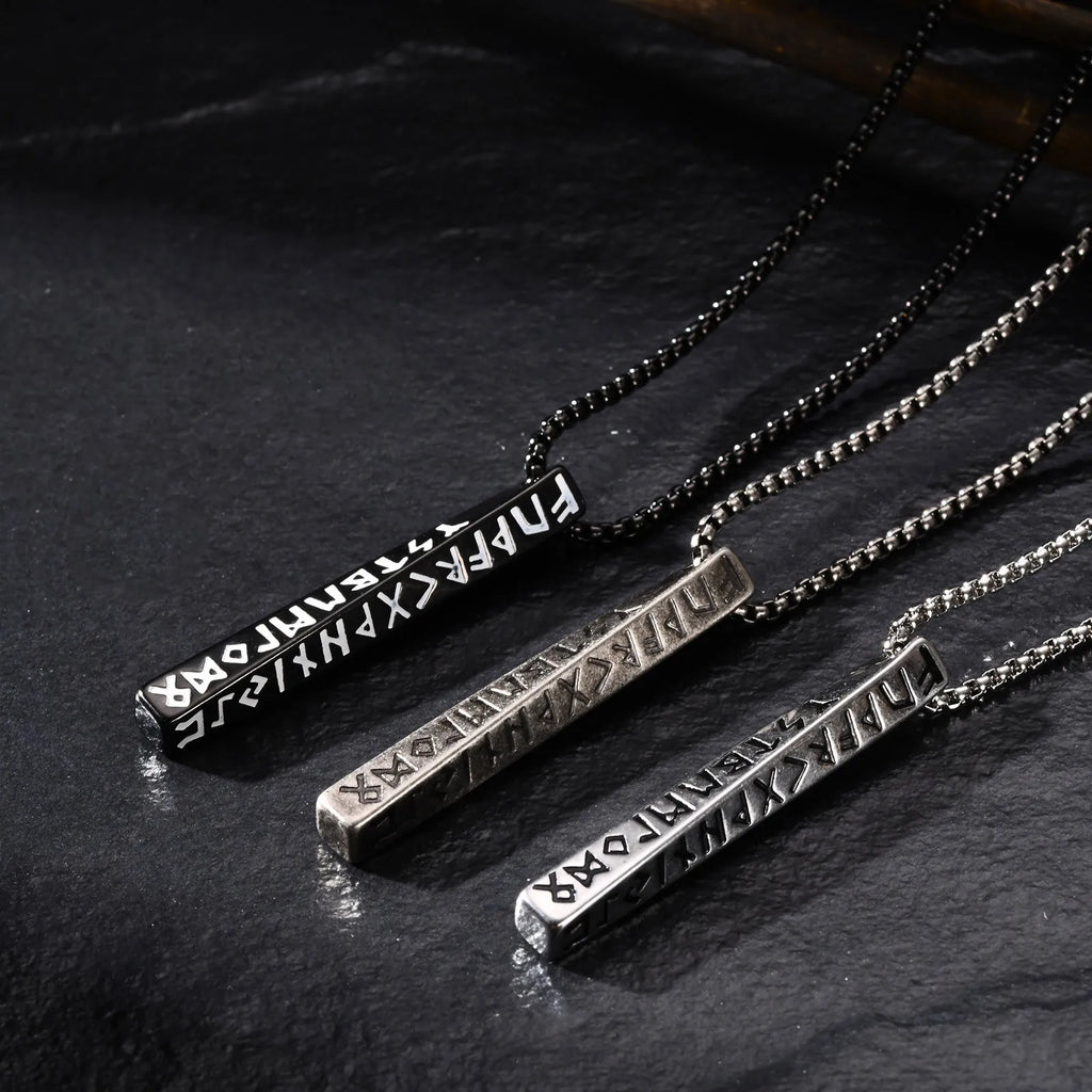 Collier Pendentif Runes Vikings – Acier Inoxydable, Homme & Femme