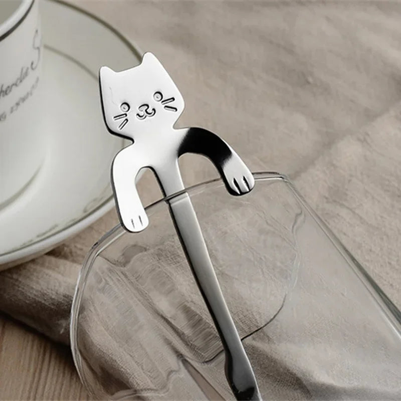Cuillère à Café Chat Mignon — Acier Inoxydable | 4 Coloris
