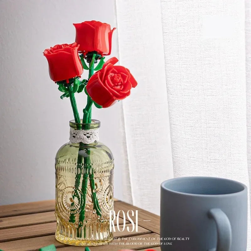 Bouquet de Roses en Briques – Fleurs Éternelles à Assembler – Cadeau Original