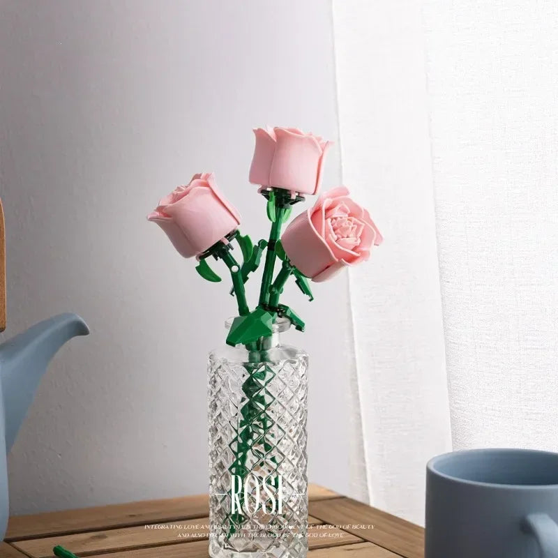 Bouquet de Roses en Briques – Fleurs Éternelles à Assembler – Cadeau Original