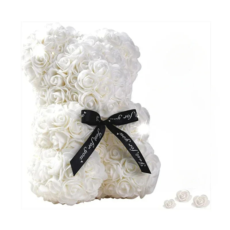 Ours en Roses Éternelles – Peluche Florale avec Lumières LED
