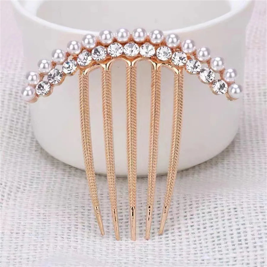 Peigne à tête ronde en métal Perle Diamond pour cheveux