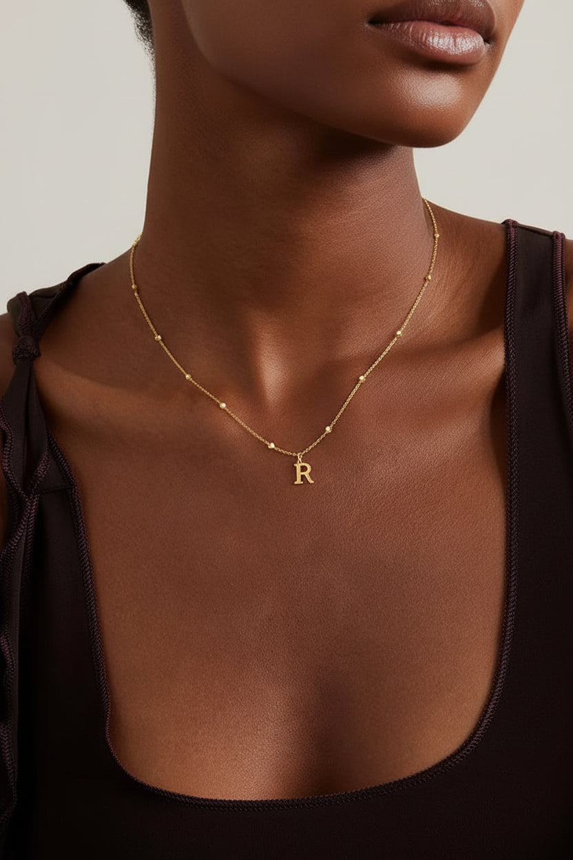Collier Initial Personnalisé – Pendentif Lettre A-Z | Acier inoxydable - Bijou Cadeau Femme