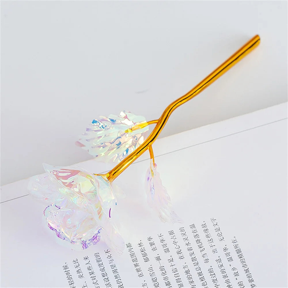 Rose Galaxy Holographique – Fleur Artificielle 24K – Cadeau Éternel Saint-Valentin