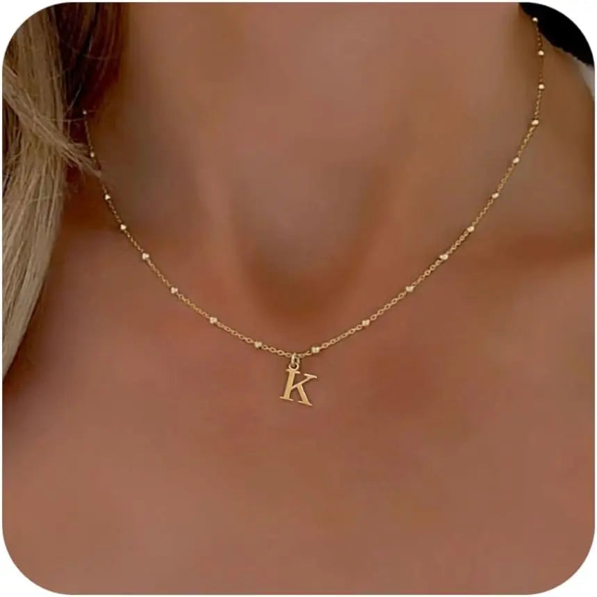 Collier Initial Personnalisé – Pendentif Lettre A-Z | Acier inoxydable - Bijou Cadeau Femme
