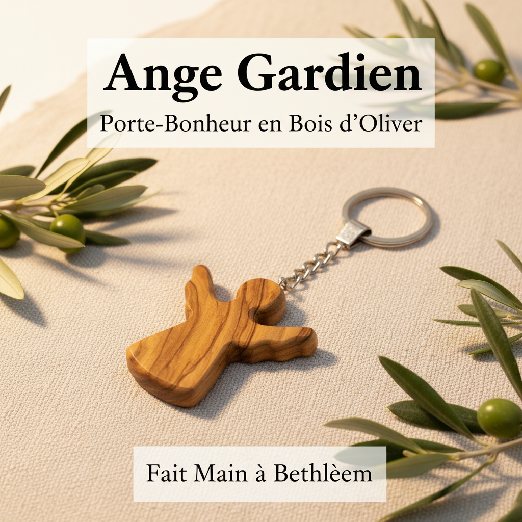 Ange Gardien Porte-Bonheur en Bois d'Olivier