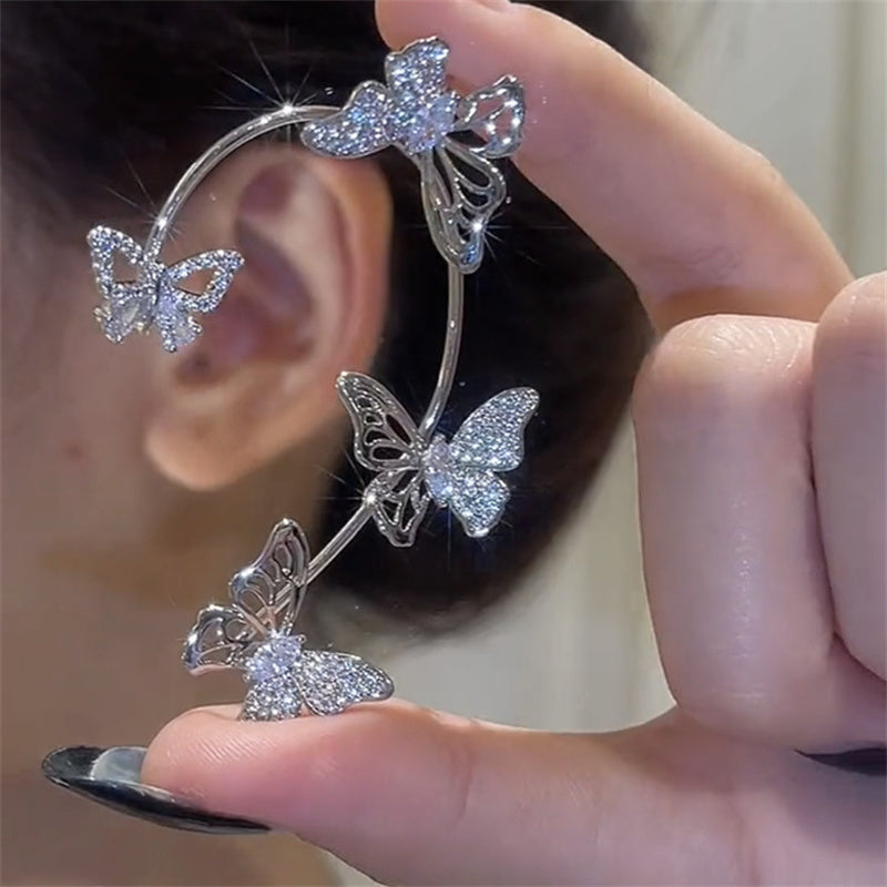 Boucles d'oreilles Papillon – Élégance sans perçage - Alliage de zinc plaqué or blanc