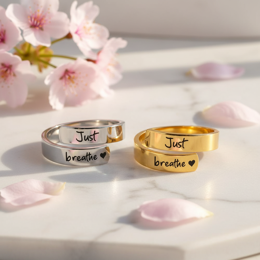 Bague Just Breathe argent et or