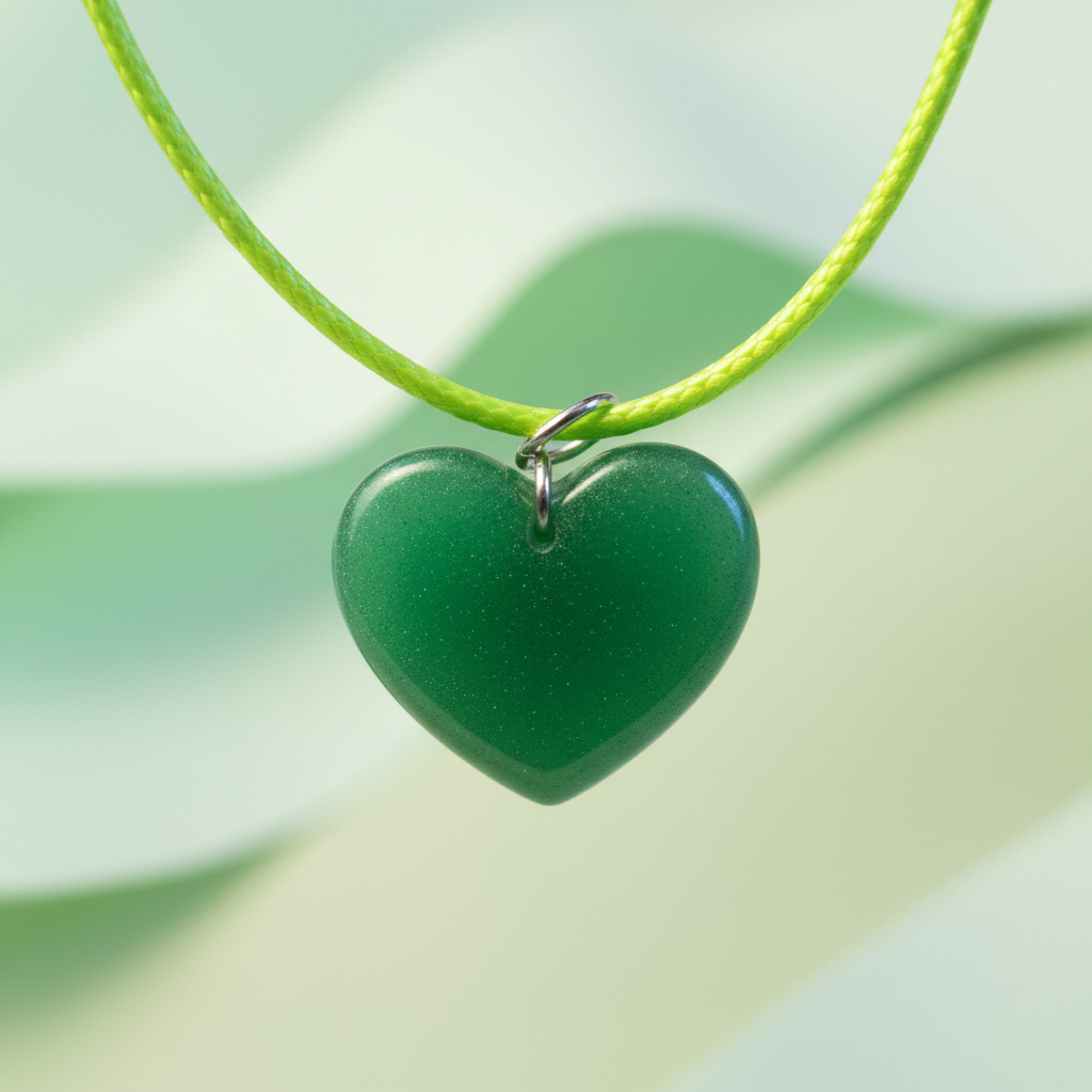 Collier Cœur Vert – Fond Pastel