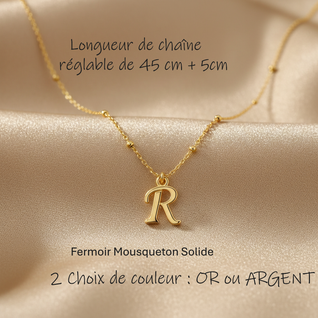 Collier Initial Personnalisé – Pendentif Lettre A-Z | Acier inoxydable - Bijou Cadeau Femme