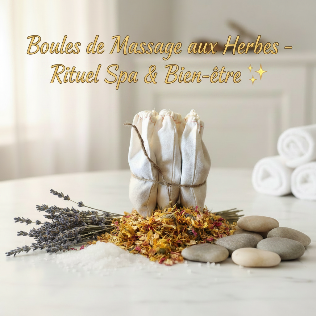 Image promotionnelle boules de massage aux herbes rituel spa bien-être