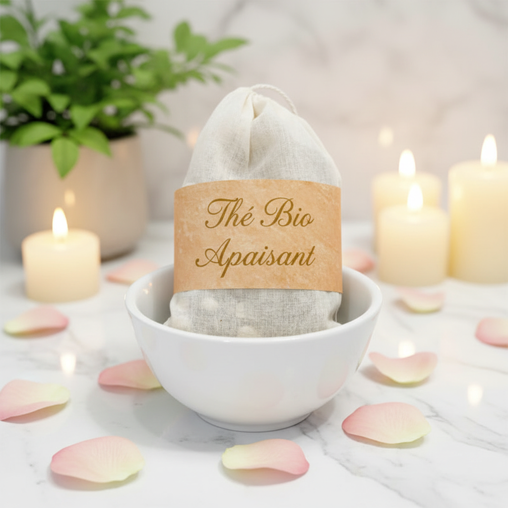 Thé de bain bio apaisant sur fond zen et relaxant