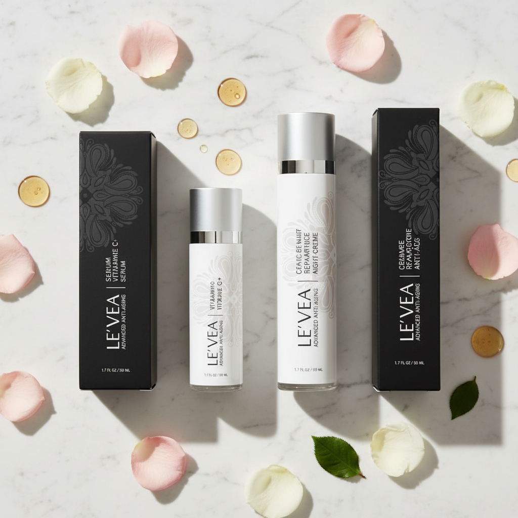 Coffret anti-âge crème de nuit et sérum vitamine C - image vendeuse