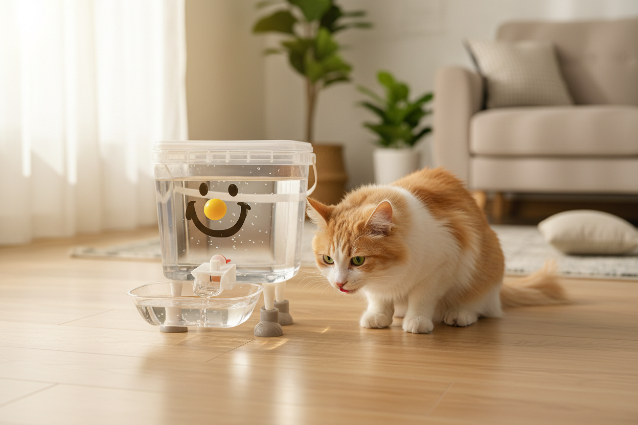 Abreuvoir automatique kawaii smiley pour animaux