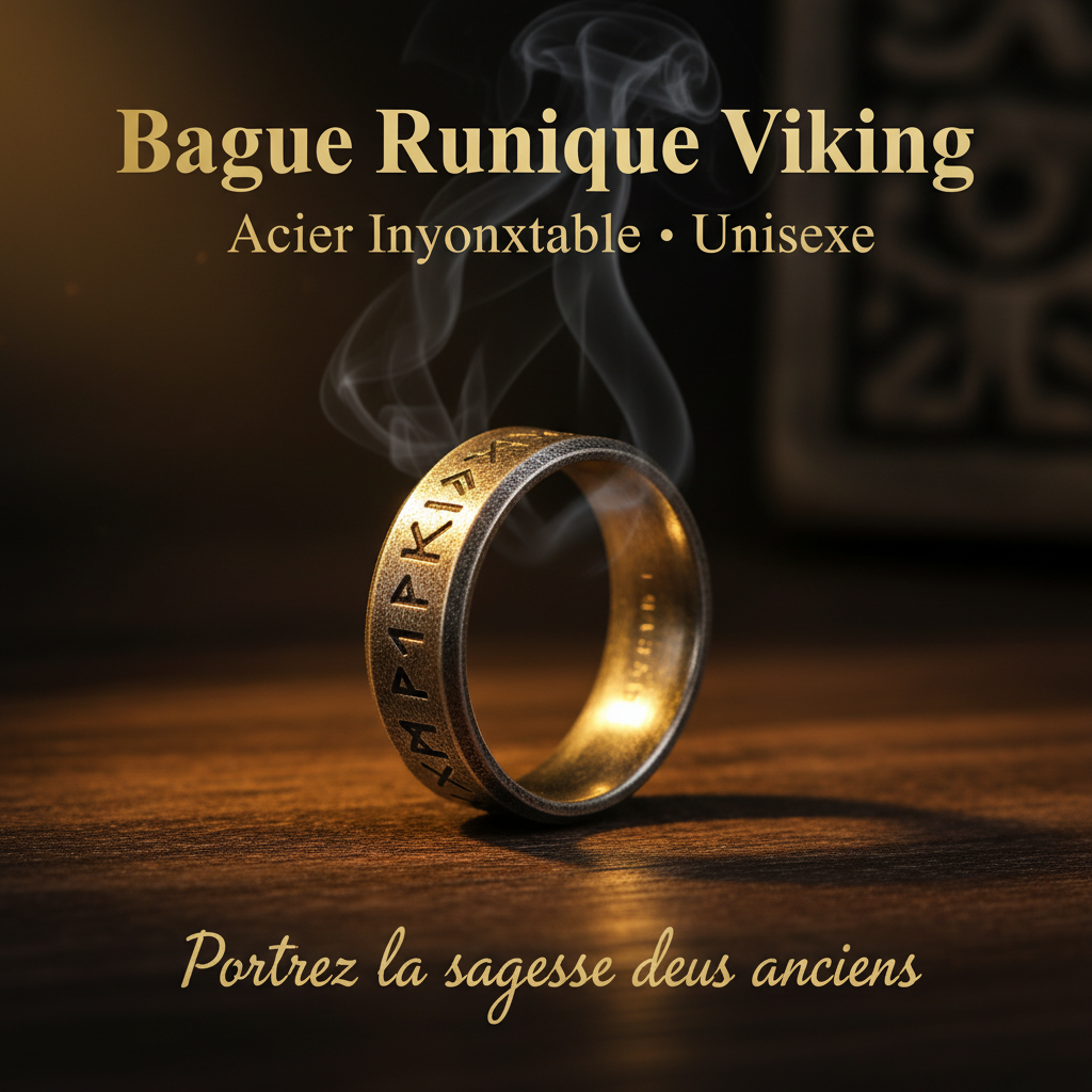 Bague runique viking acier inoxydable ambiance nordique