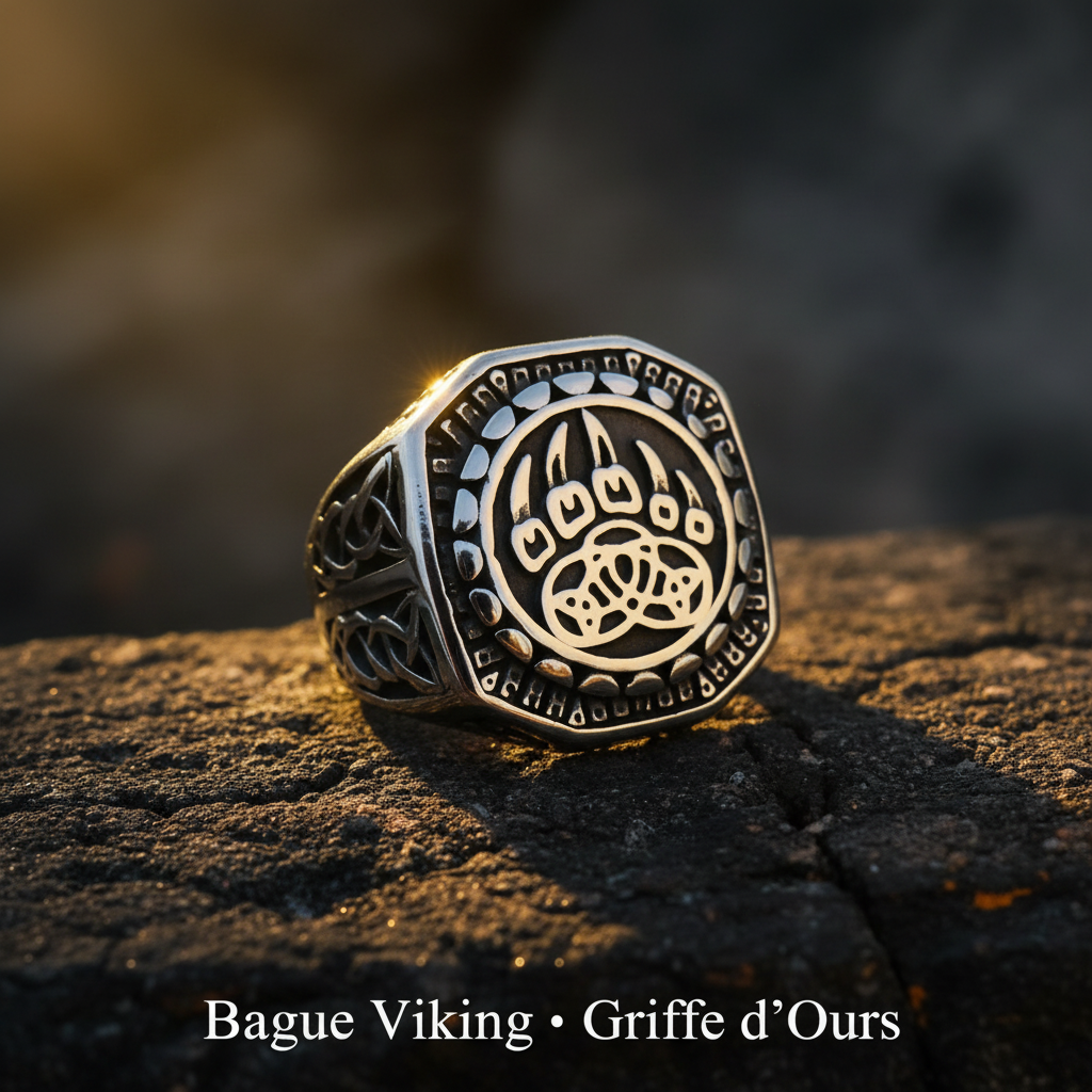 Bague Viking Griffe d'Ours — Acier Inoxydable Nordique