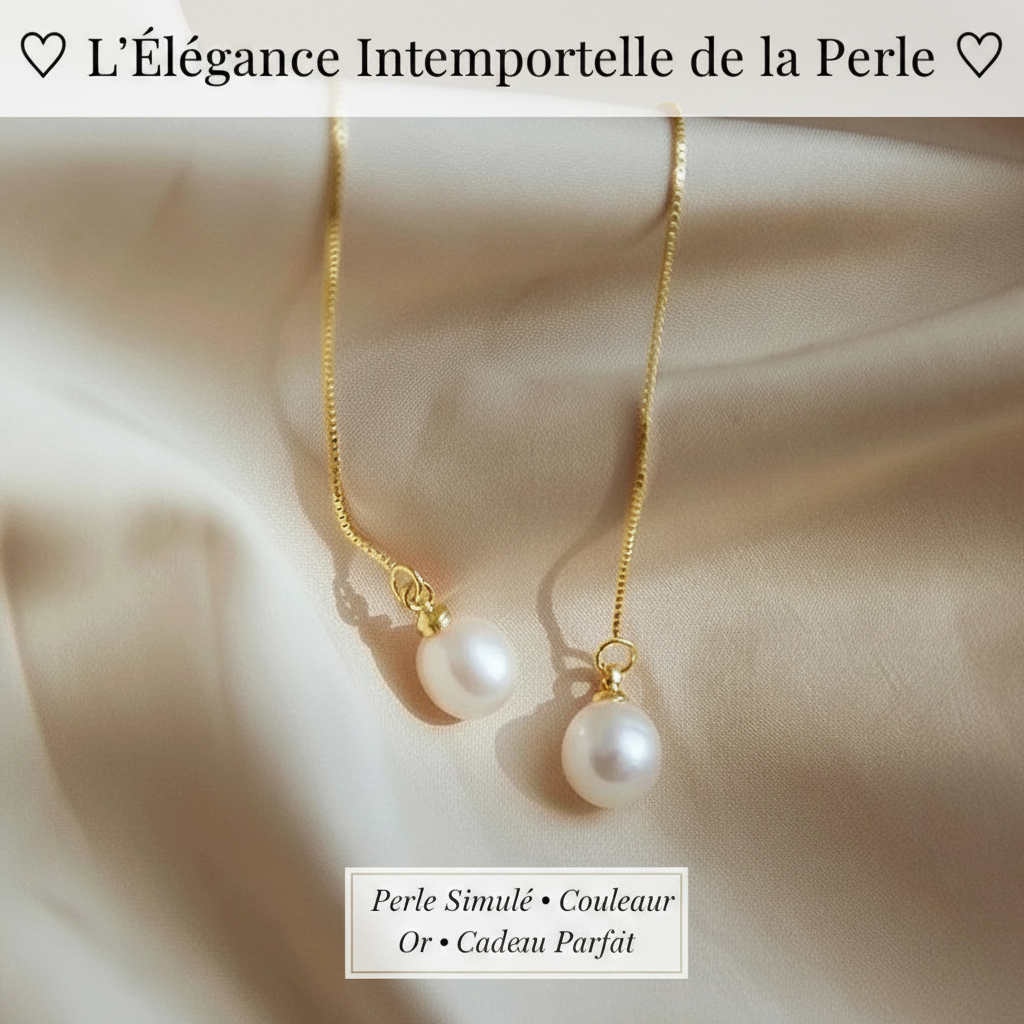 L'Élégance Intemporelle de la Perle - Boucles d'oreilles pendantes perle dorée