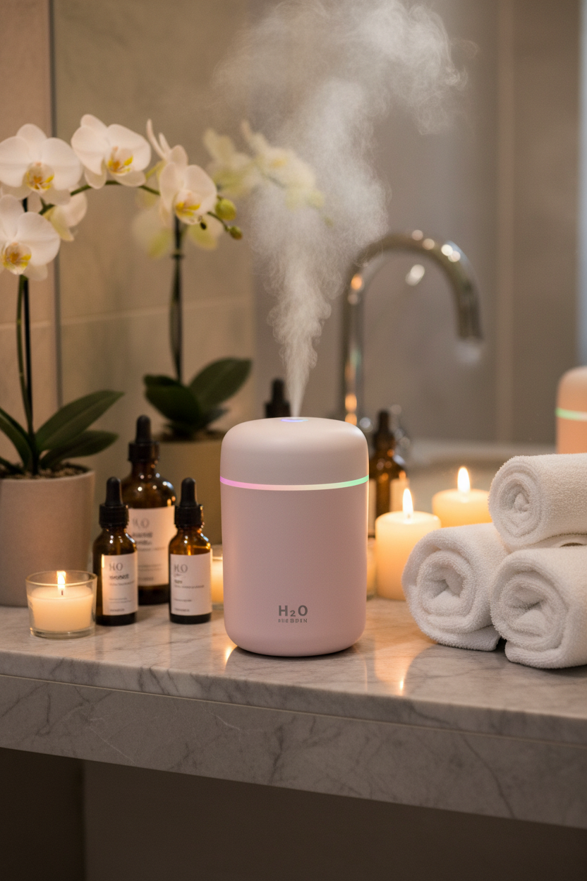 Humidificateur H2O rose — Salle de bain spa marbre
