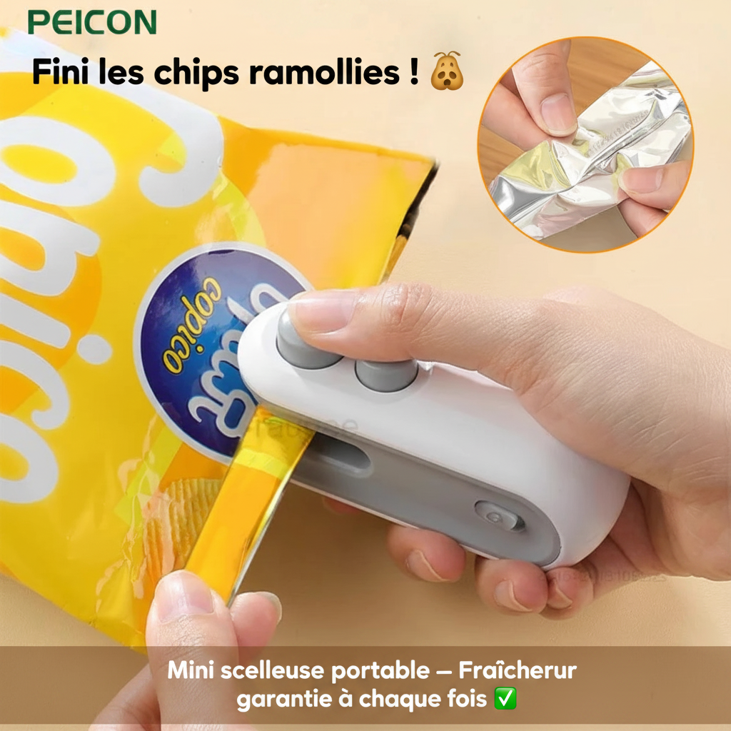 Mini scelleuse portable - Fini les chips ramollies - Fraîcheur garantie