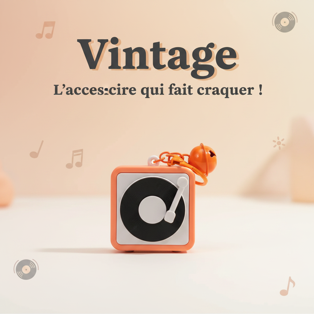 Porte-clés tourne-disque rétro orange - Vintage - L'accessoire qui fait craquer !