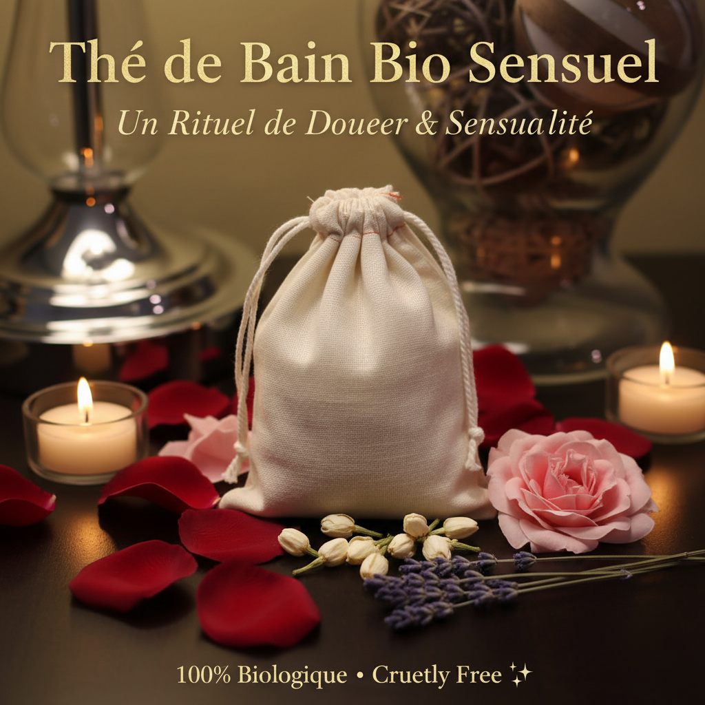 Sachet de thé de bain bio sensuel - rituel de douceur et sensualité - 100% biologique cruelty free