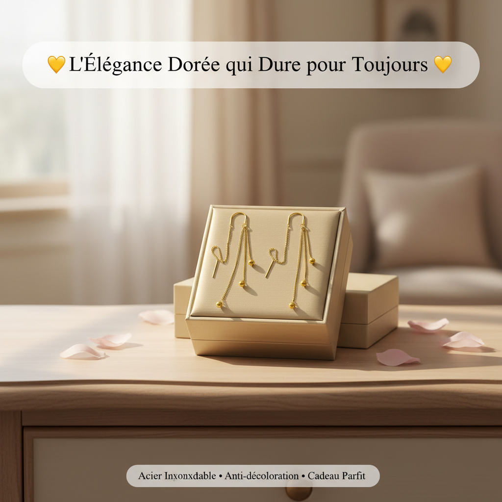 L'Élégance Dorée qui Dure pour Toujours - Boucles d'oreilles acier inoxydable dans coffret cadeau