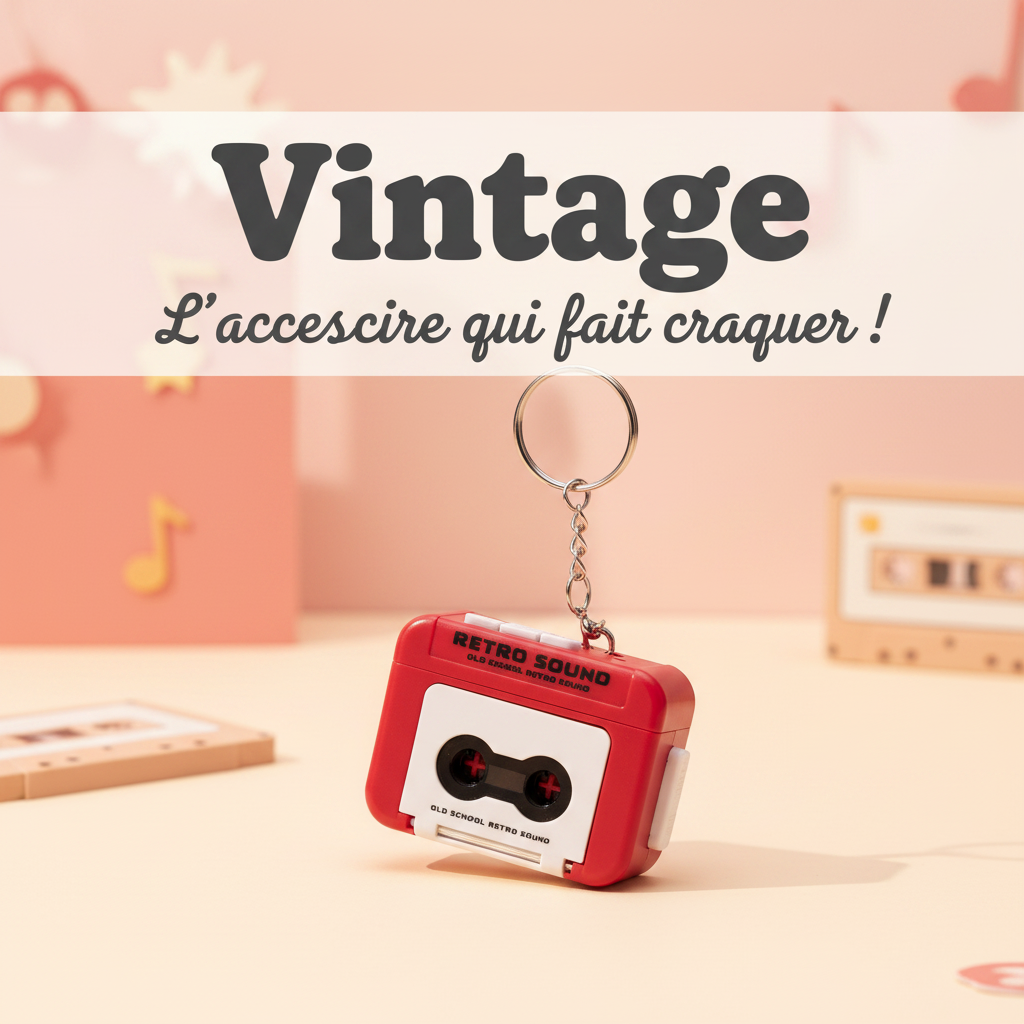Porte-clés magnétophone rétro rouge - Vintage - L'accessoire qui fait craquer !