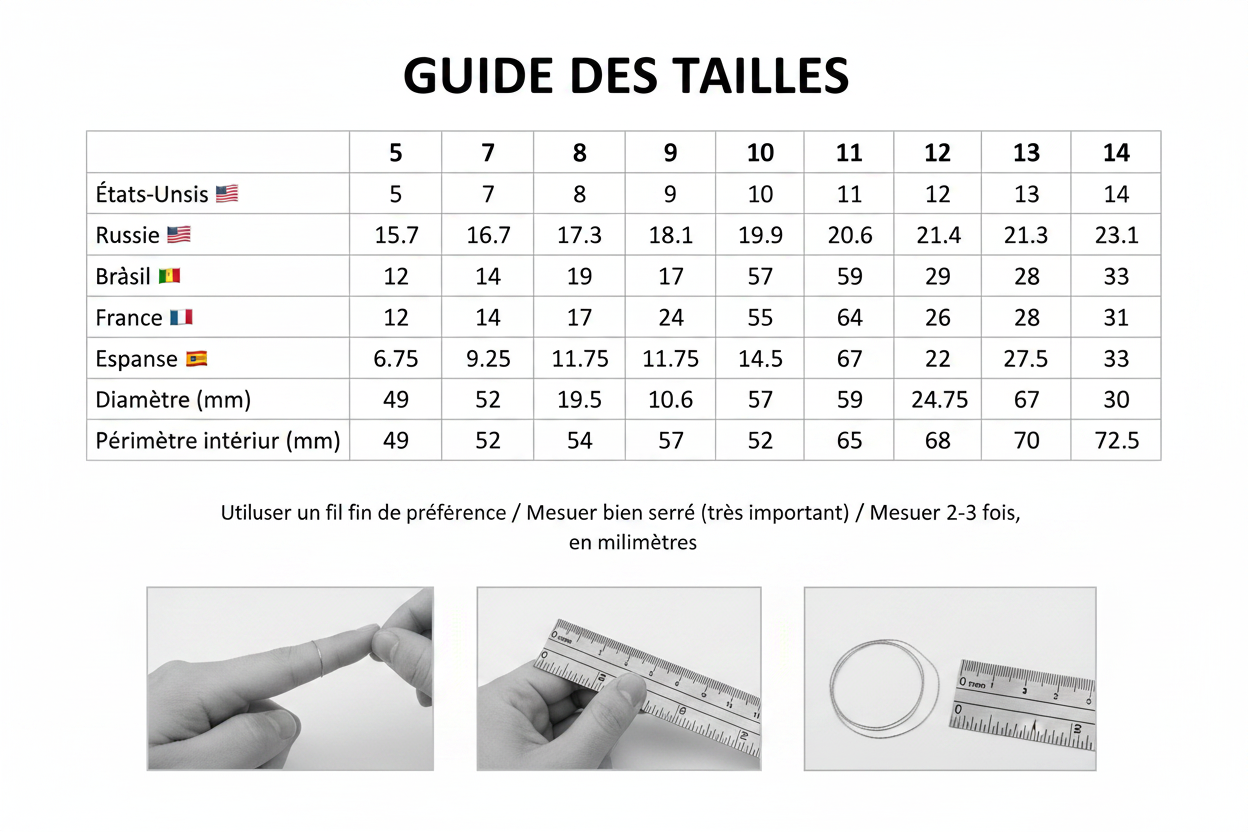 Guide des tailles bague runique viking