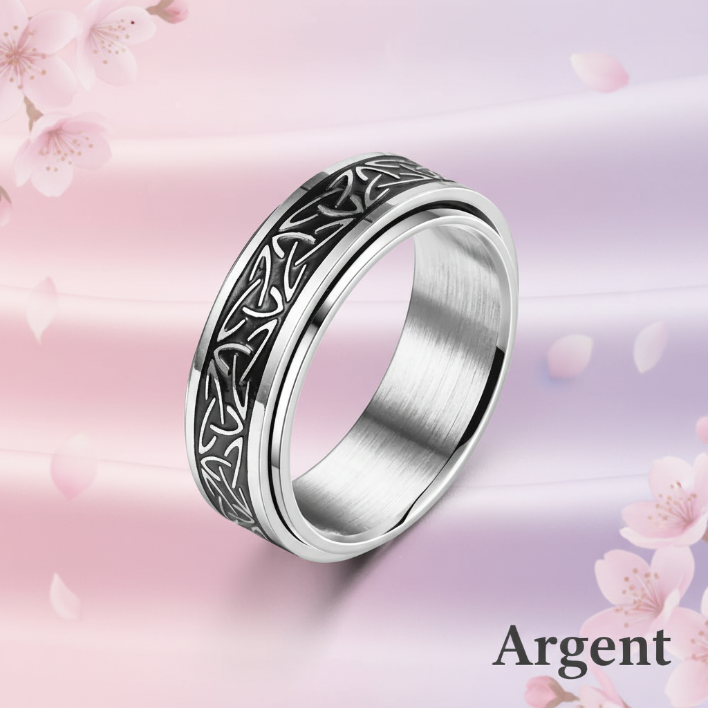 Bague Anti-Stress Rotative Nœud Celtique — Argent