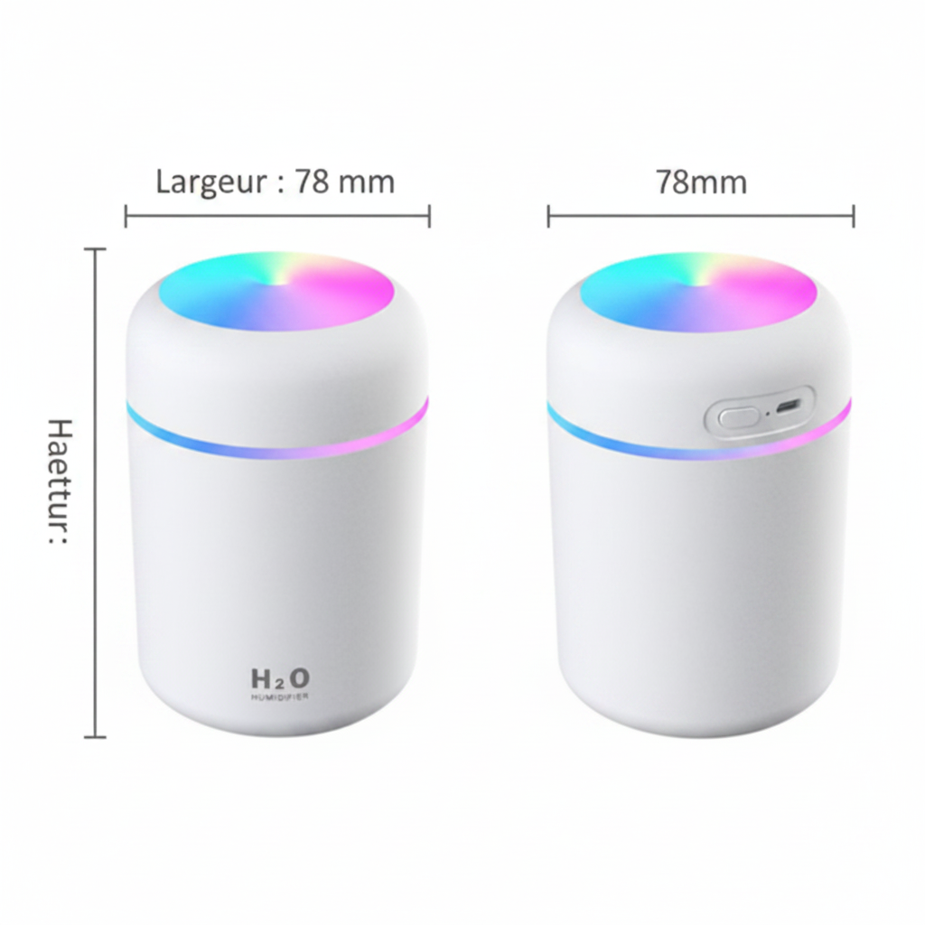 Humidificateur H2O — Dimensions : Largeur 78mm, Hauteur 119mm