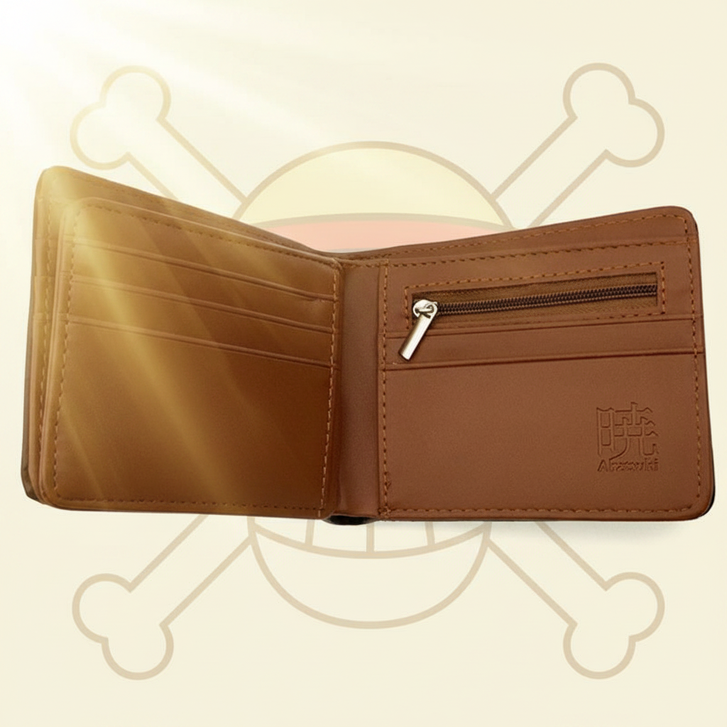 Intérieur portefeuille collector One Piece Luffy avec emplacements cartes et poche zip