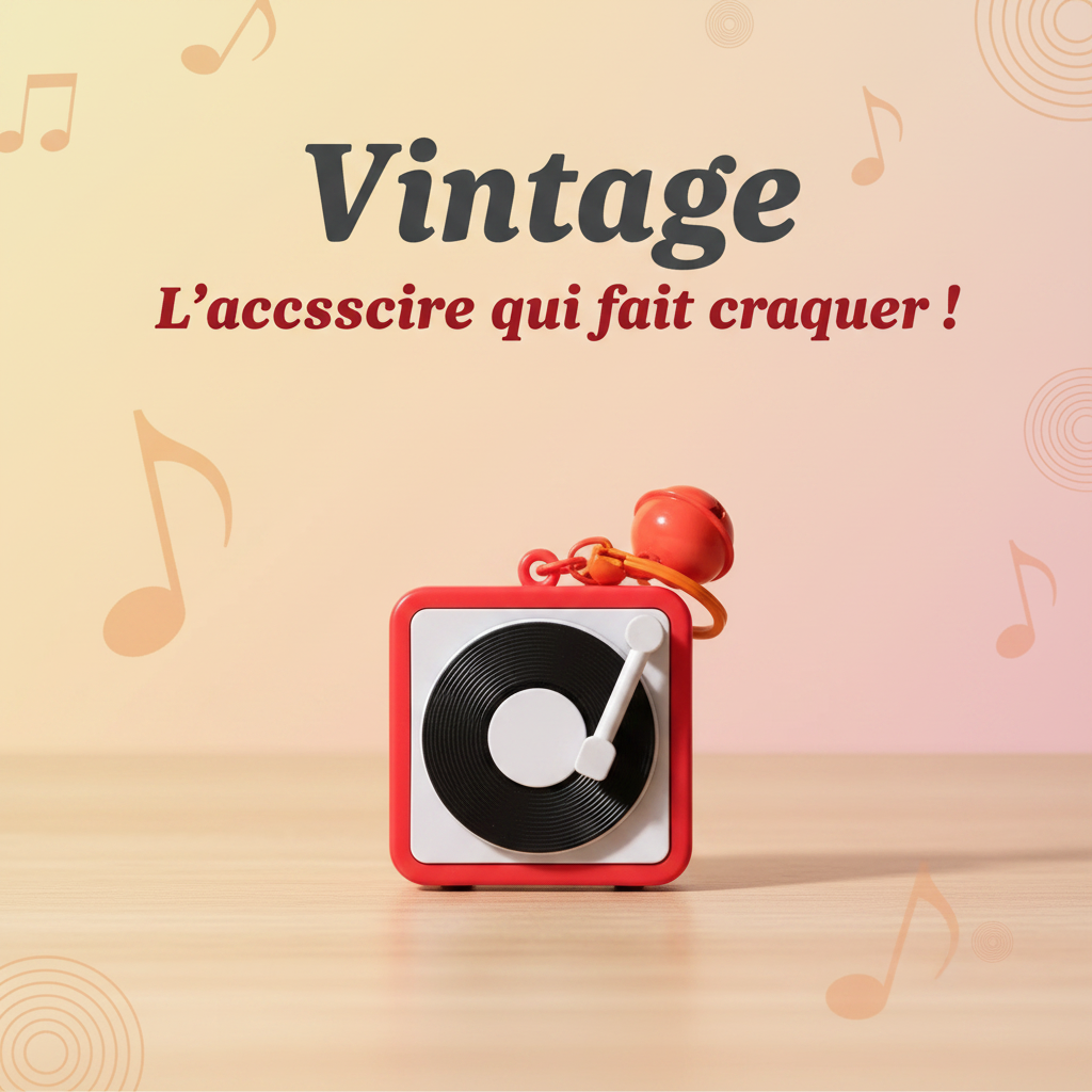 Porte-clés tourne-disque rétro rouge - Vintage - L'accessoire qui fait craquer !